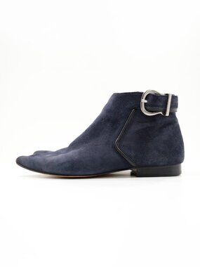 Sole Society Navy Blue Suede Leather Flat Pointed Toe Ankle Boots - 7